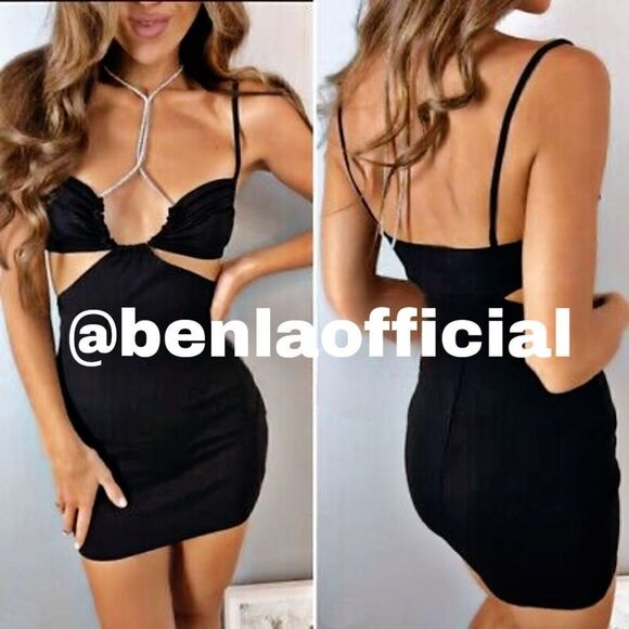 ZARA CUT OUT SHIMMERY DRESS BLACK - Picture 3 of 13